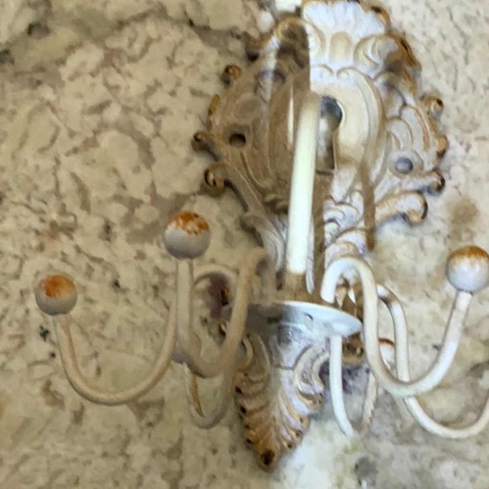 Vintage Wall Sconce with Cream and Gold Accents